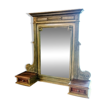 Miroir ancien biseauté Farrow et Ball "Bancha verte"
