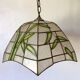 Pendant lamp in mother-of-pearl and brass with bamboo decor