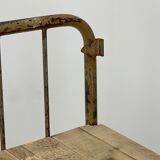 Vintage industrial iron and wood shelves on wheels