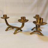 Pair of brutalist candlesticks in solid brass - 1960s