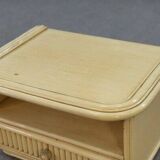 Small white bedside table Maugrion "Le rattin prestige" 1970s