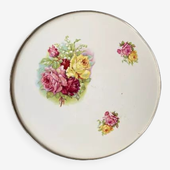 Dessous de plat en faïence à motifs de roses et muguet