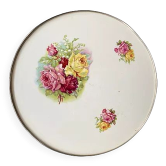 Earthenware tray/trifle with rose and lily of the valley motifs