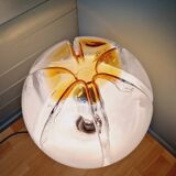 Mazzega floor lamp in chromed metal and milky glass globe, 1960s-70s