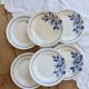 6 vintage ironstone dessert plates Digoin Sarreguemines Hubert blue