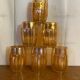 6 verres gobelets vintage en verre orange irisé