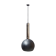 large industrial pendant lamp made of metal and chrome with black shrink lacquer, ball lamp 1960s