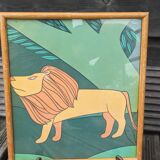 Set of 4 vintage frames ~ 70 for jungle decoration