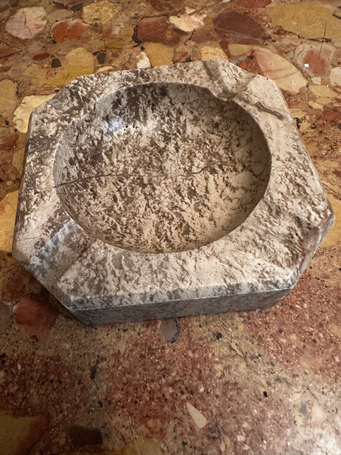 Ashtray, grey-beige marble catchall.