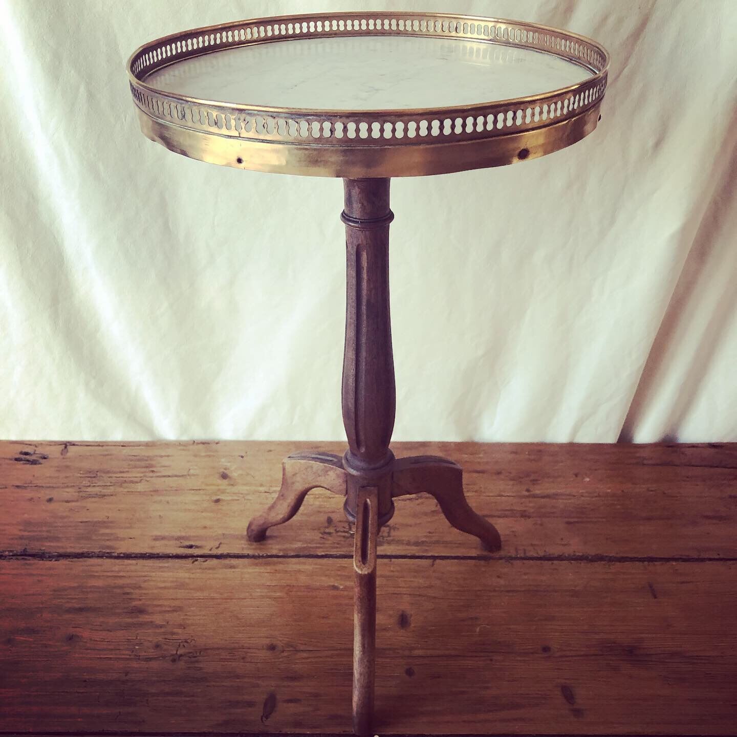 Louis XVI style marble and brass side table