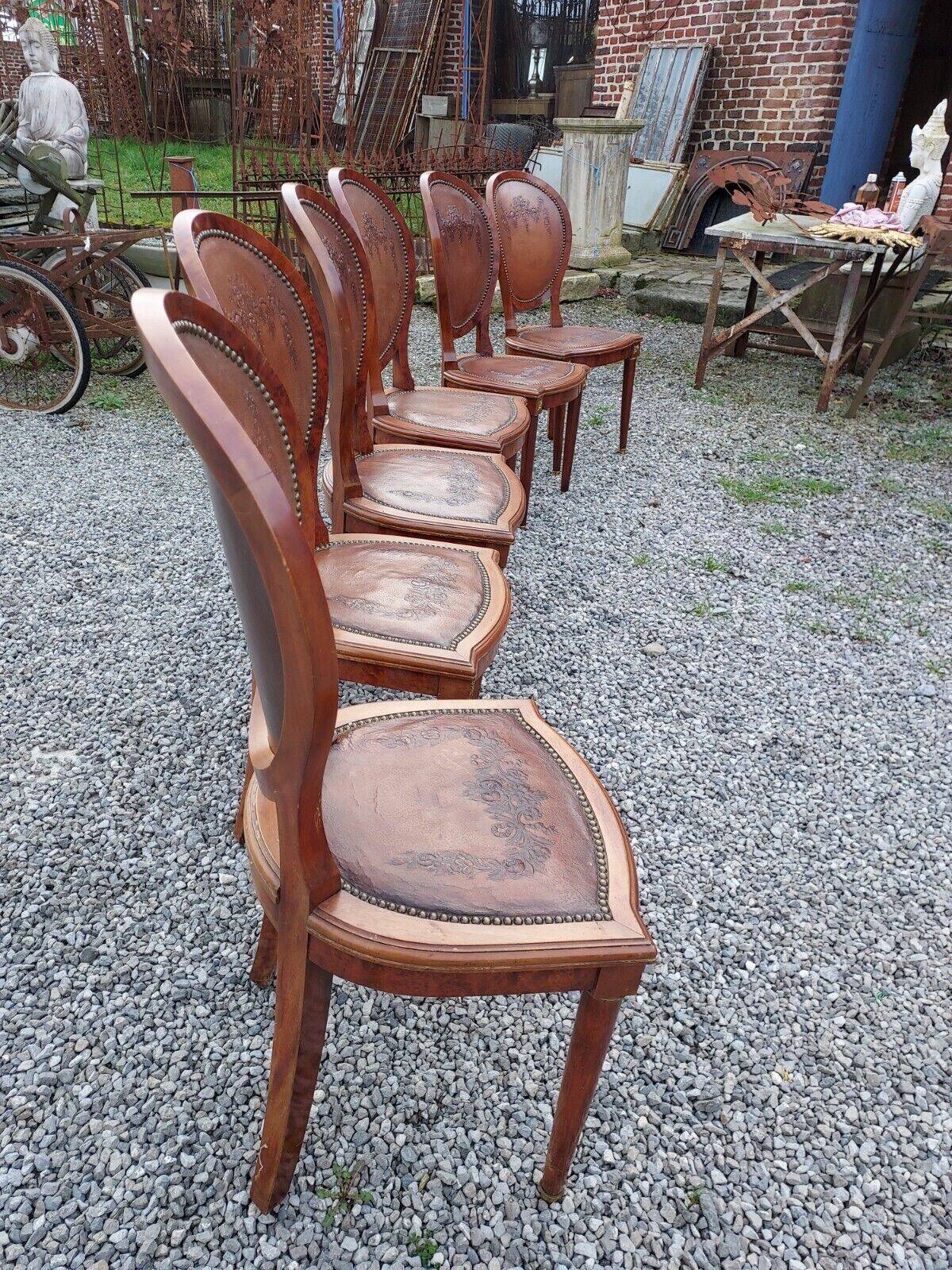 Chaises style Louis XVI en acajou x 6