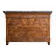 Antique walnut commode with a grey marble top.