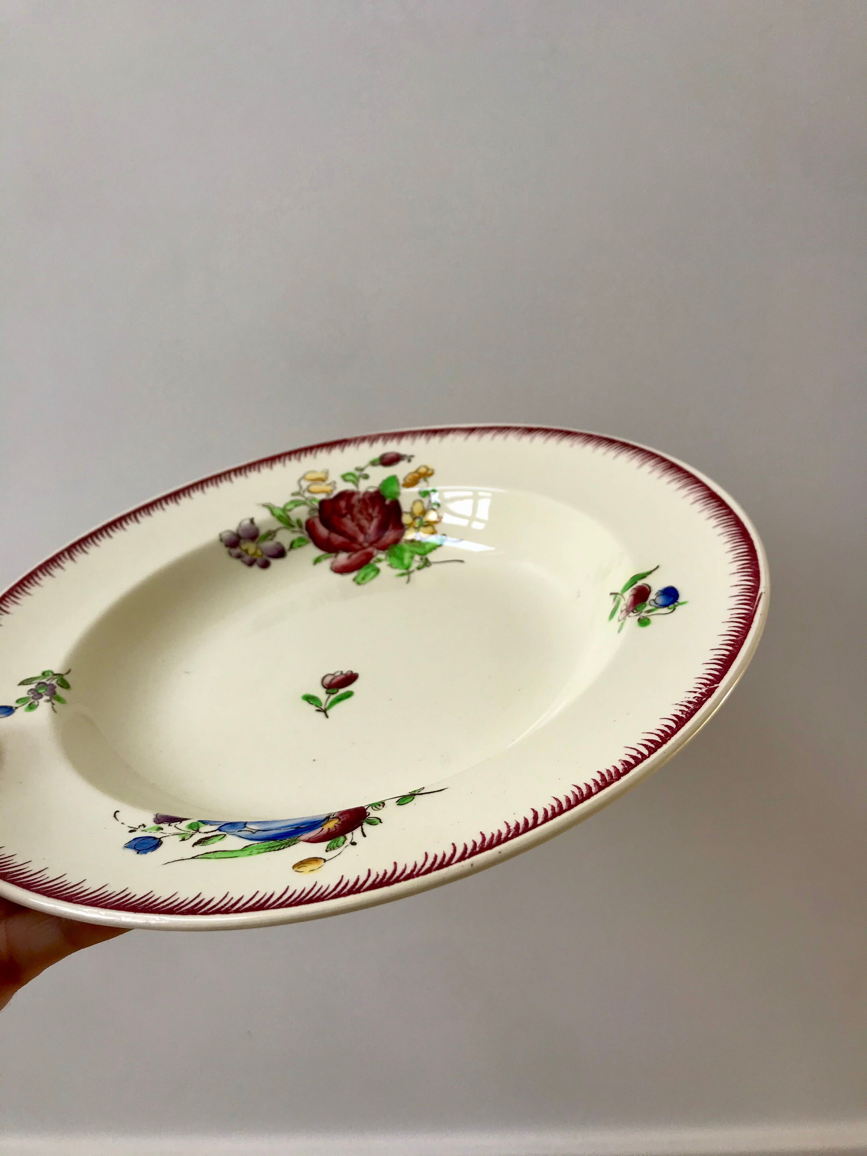 set of 6 Villeroy & Boch La Louvière soup plates, Belgian manufacture in Terre de Fer, early 20th century