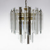 Lustre du milieu du siècle en laiton, verre et lucite, Autriche, années 1970