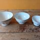 Set of 3 white and gold antique bowls - porcelain cups