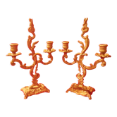 Two brass NCIAN candlesticks