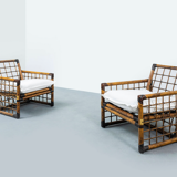 Pair of vintage bamboo armchairs - circa 1950 / 1960