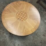 Round art deco pedestal table with marquetry