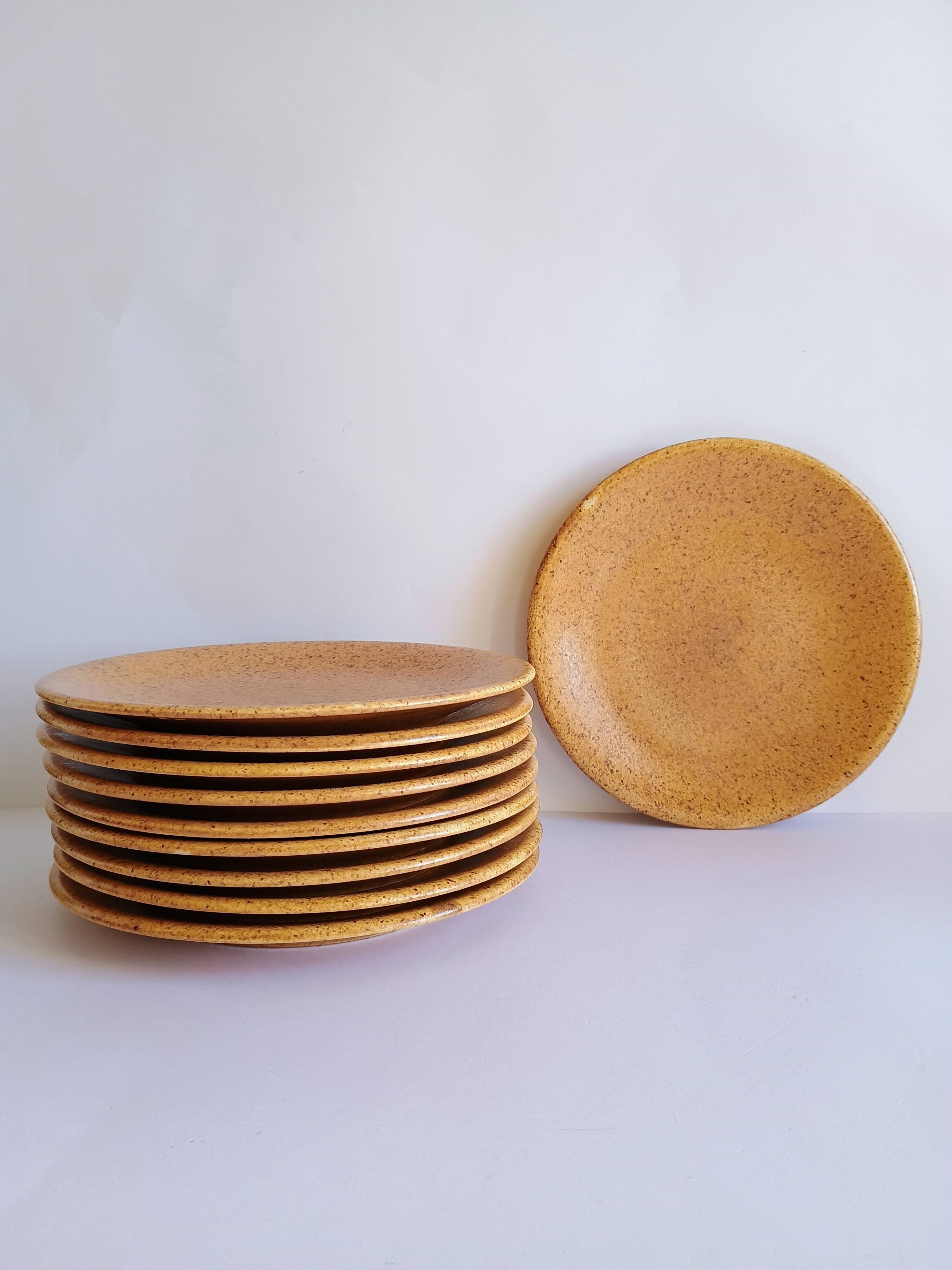 Set of 10 dessert plates Gres Chantilly Longchamp France