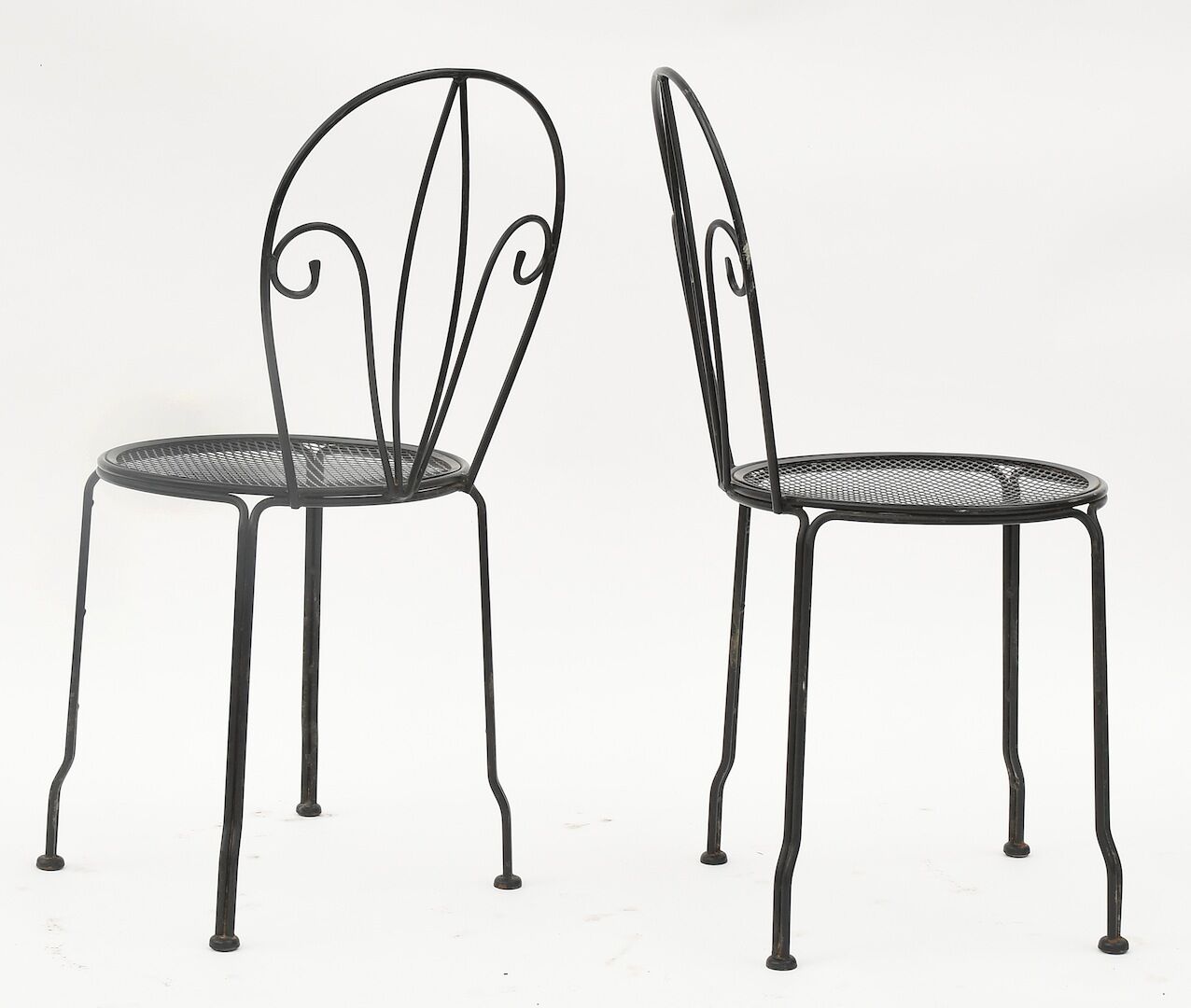 Série de 4 chaises de jardin en métal laqué noir
