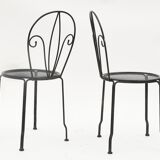 Série de 4 chaises de jardin en métal laqué noir