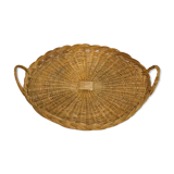 Flat woven wicker basket