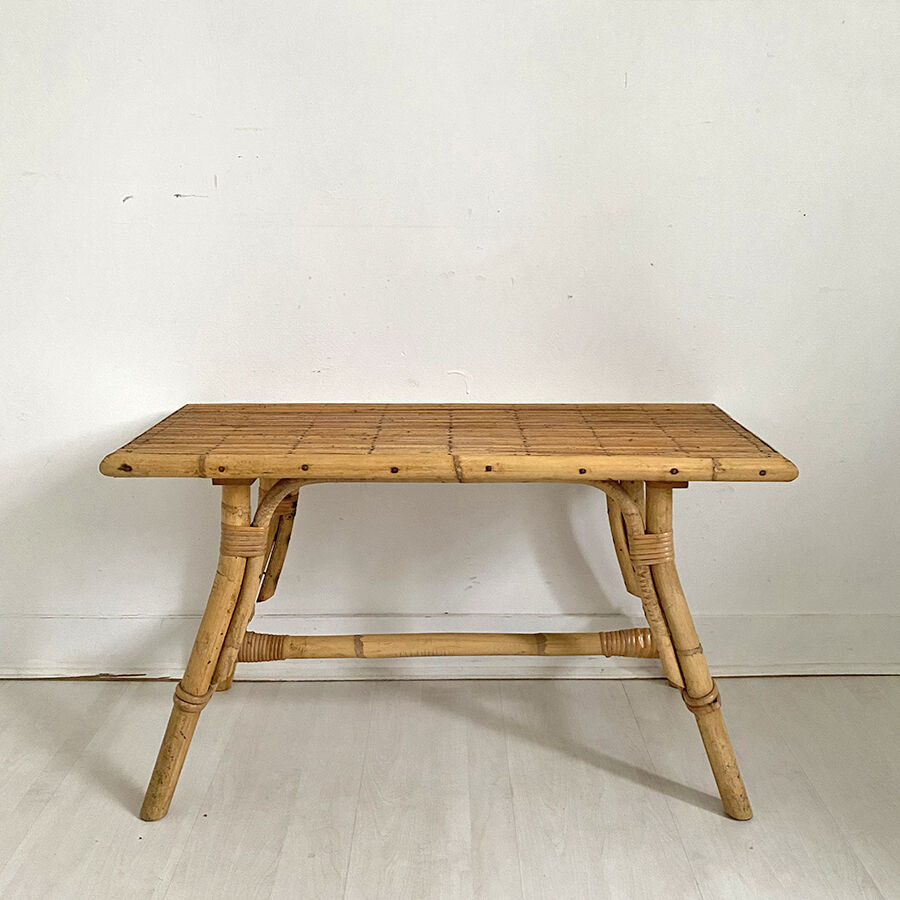 60's vintage rattan coffee table