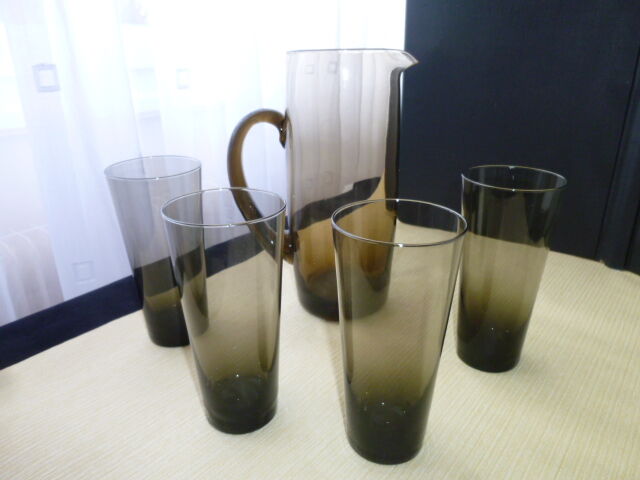 Vintage smoked glass orangeade service