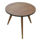 Table à manger ronde tripode en teck vintage