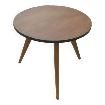 Table à manger ronde tripode en teck vintage