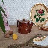 Brown ceramic teapot - vintage