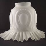 Abat-jour décoratif français vintage blanc opaque avec bordure à volants