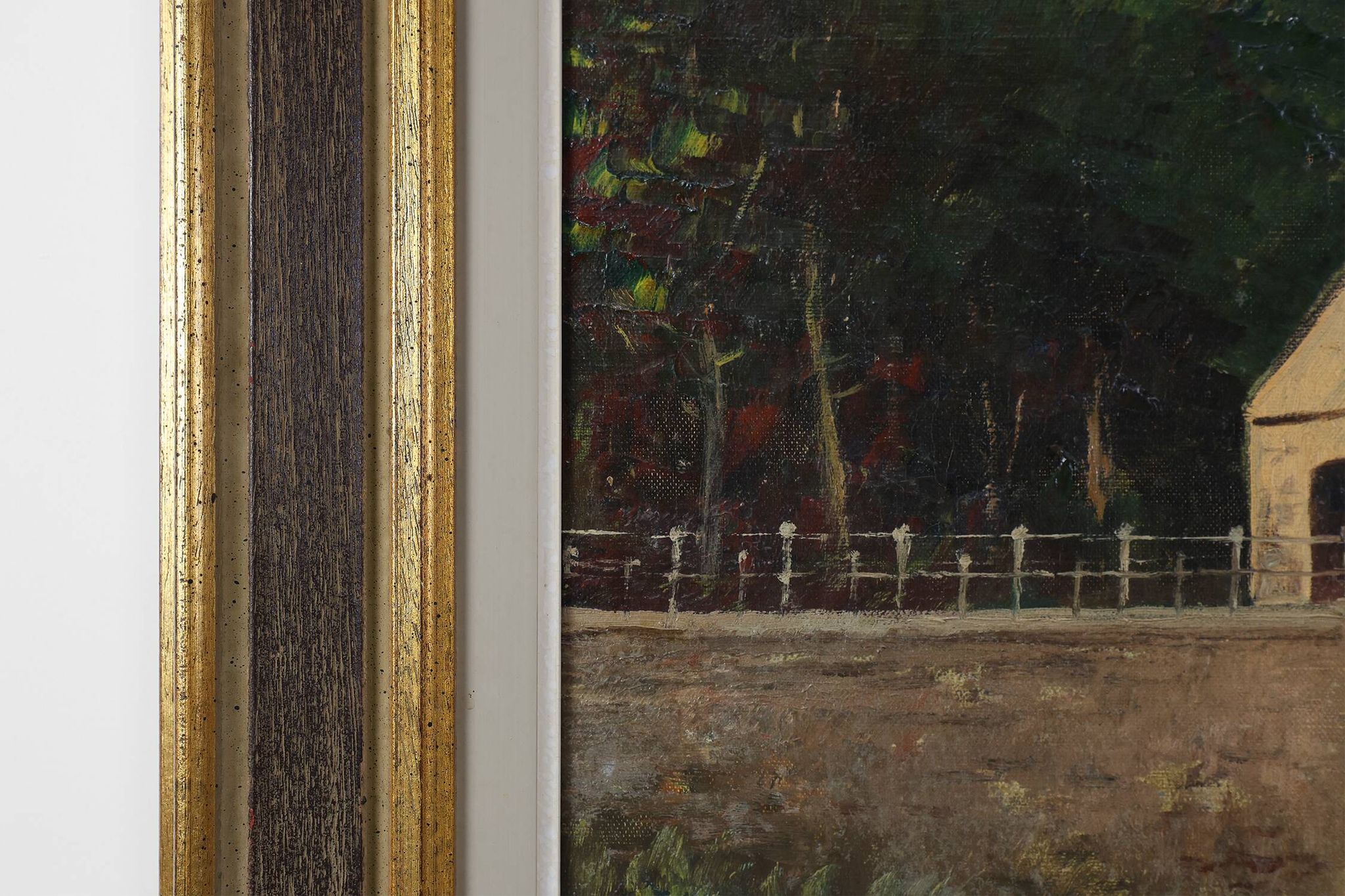 Signed 20th Century Rustic Landscape Painting the Smedepoort Bruges, Belgiu