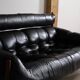 Percival Lafer MP-81 three seater sofa in black leather, Brazil 1970s