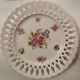 Set of 9 OPENWORK porcelain DESSERT PLATES hand painted in the style of SAXE