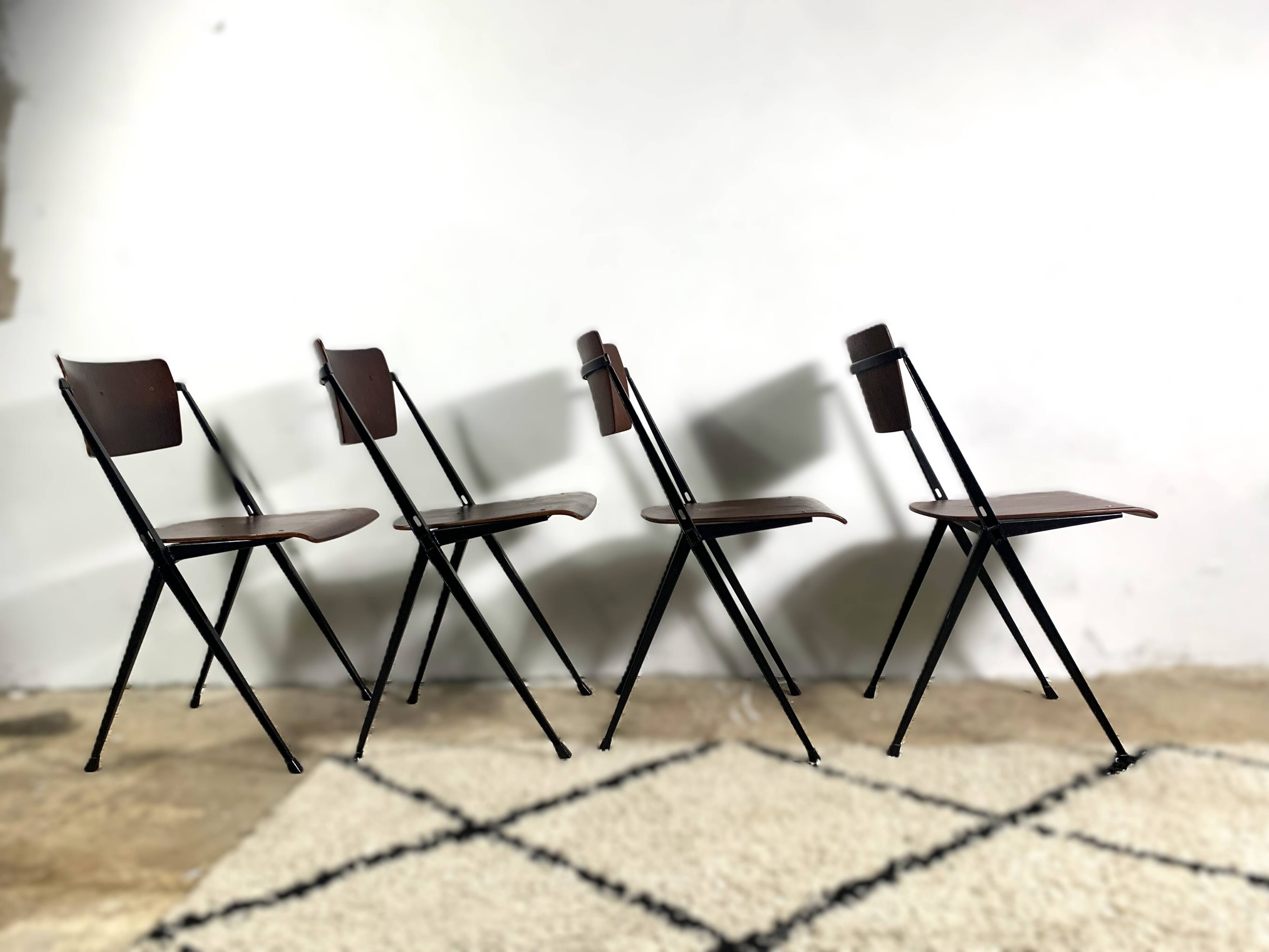 Pyramid Chairs By Wim Rietveld, Set Of 4