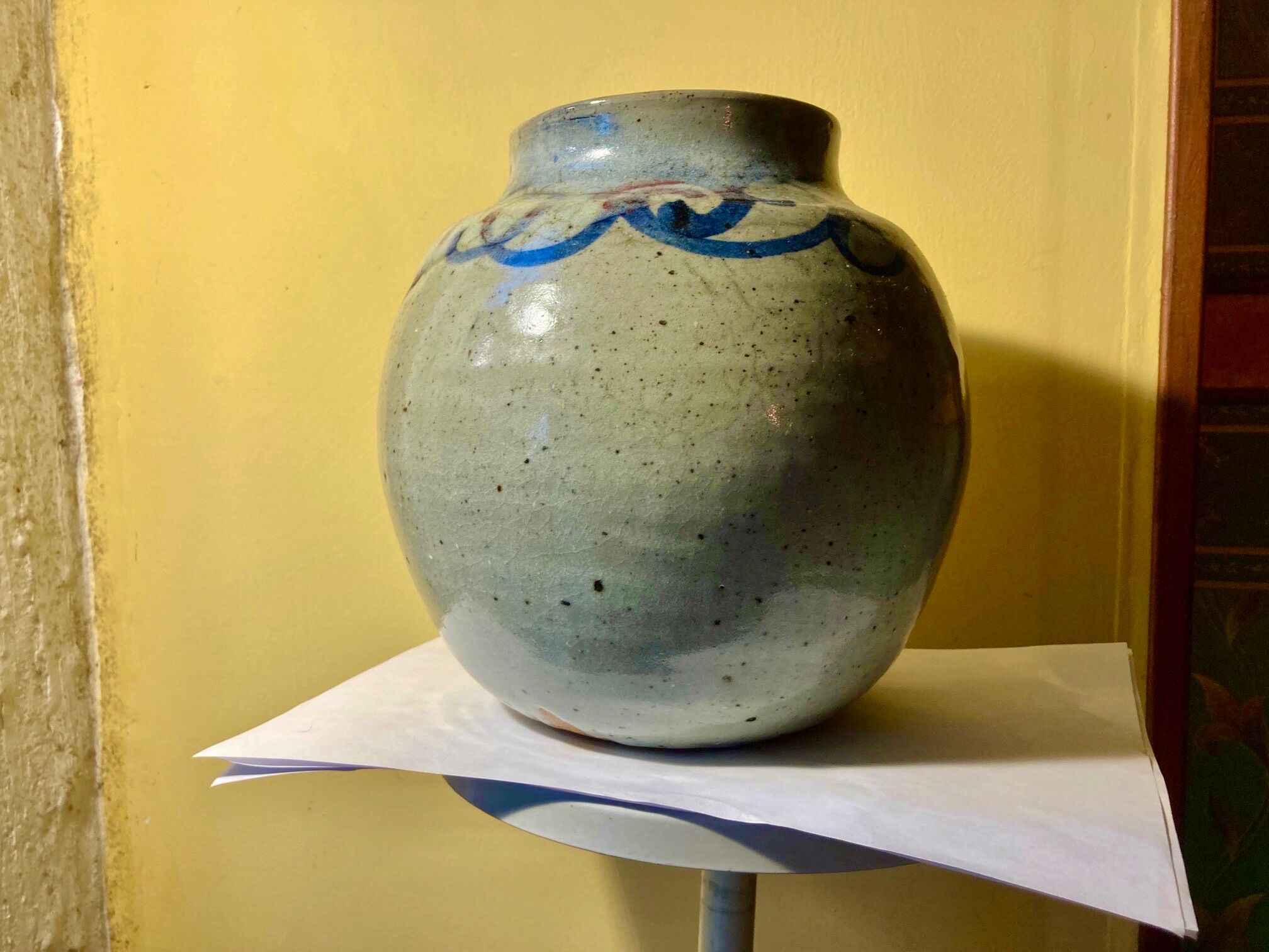 Vase pensu , enamelled ceramic, marking to be identified n°3 bis vintage