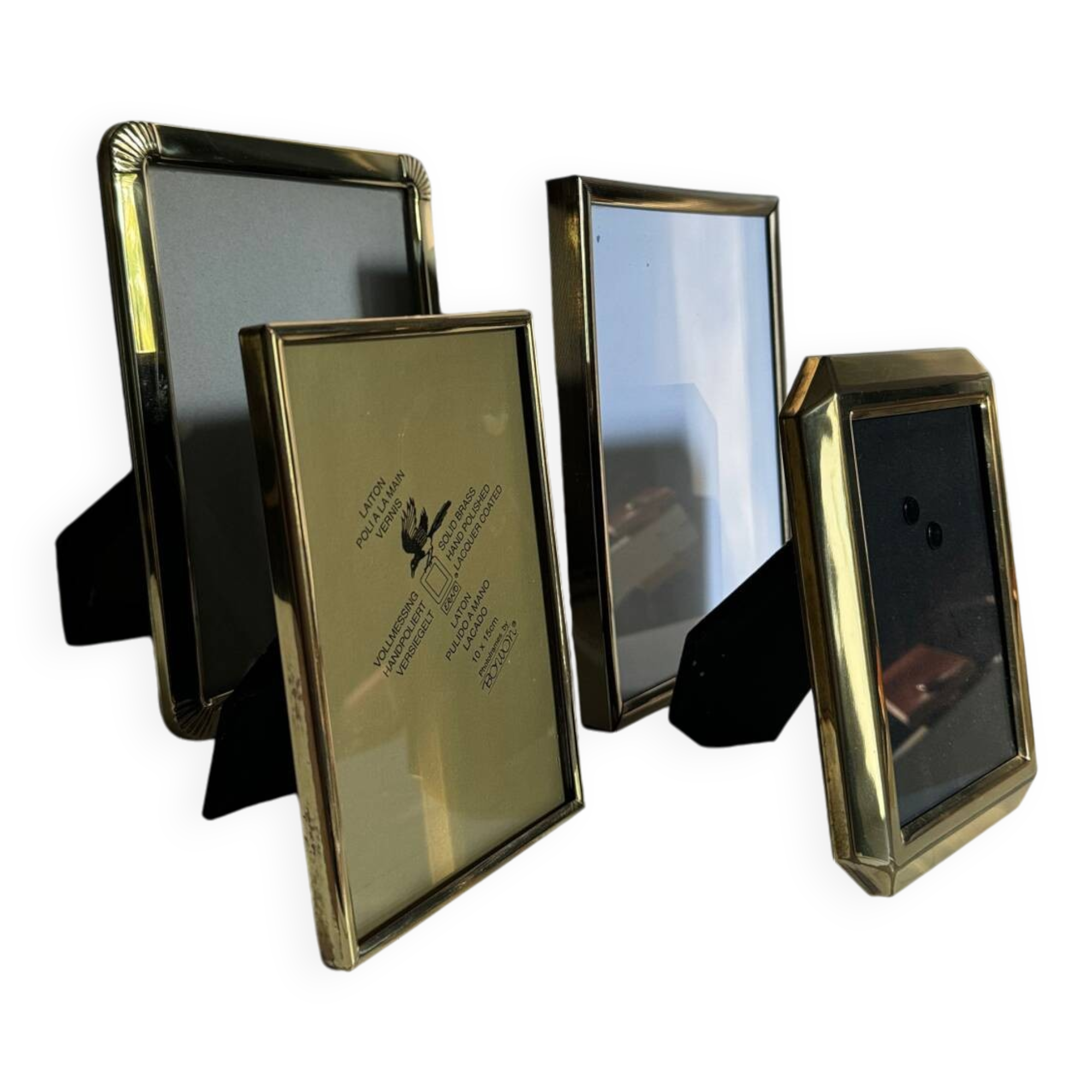 Set of 4 antique brass frames