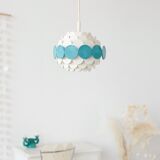 Vintage pendant lamp in white and green metal