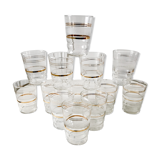 Set of 13 granite water glasses with golden borders 50s-60s