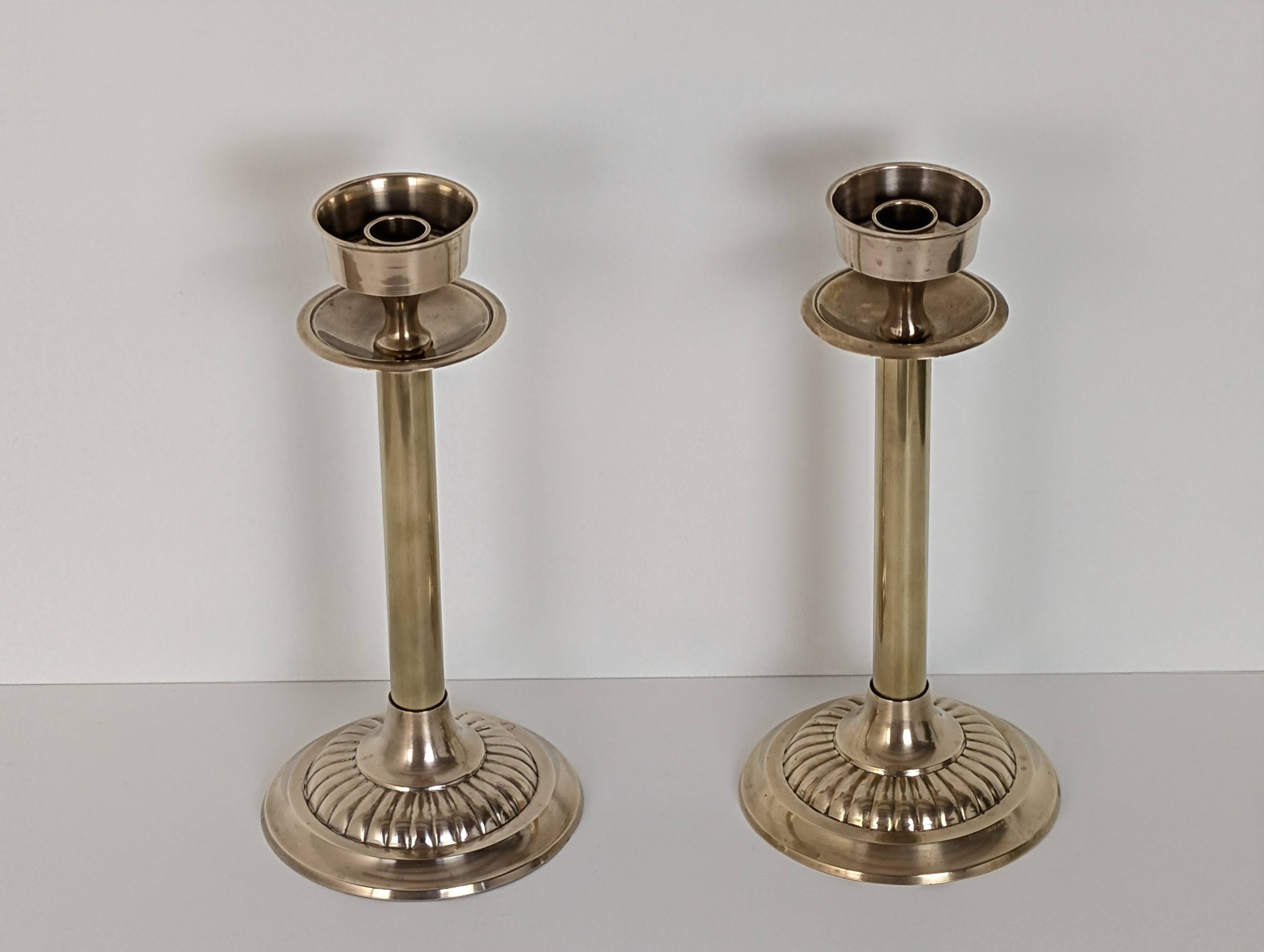 Pair of brass candlesticks