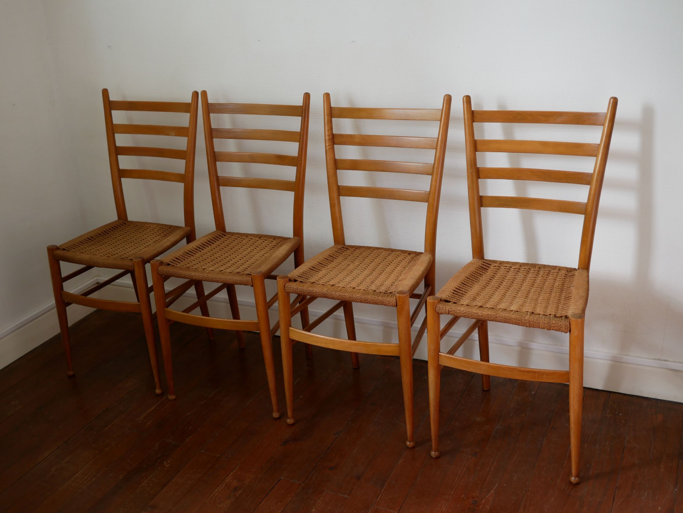 Chairs made of wood and rope