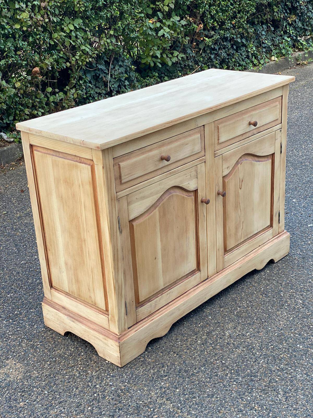 Renovated Parisian-style sideboard in light raw solid wood