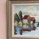 Original Swedish Oil on Canvas – "Houses and Trees", Unknown Artist – Signed, Vintage and Framed – 53.5 x 46 cm (21 x 18 inches)