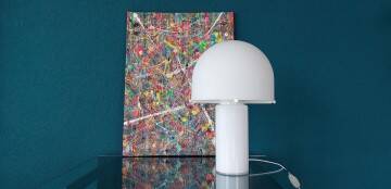 Glass Mushroom Table Lamp by Glashutte Limburg