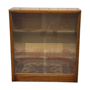 1970s walnut English display cabinet