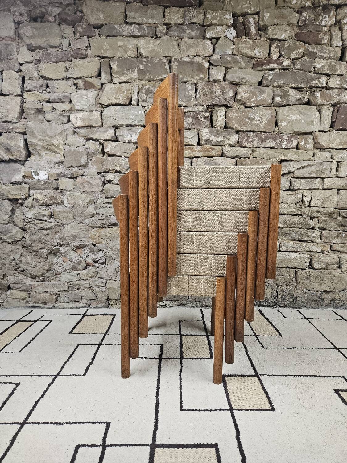 6 Scandinavian chairs 1960" braided straps