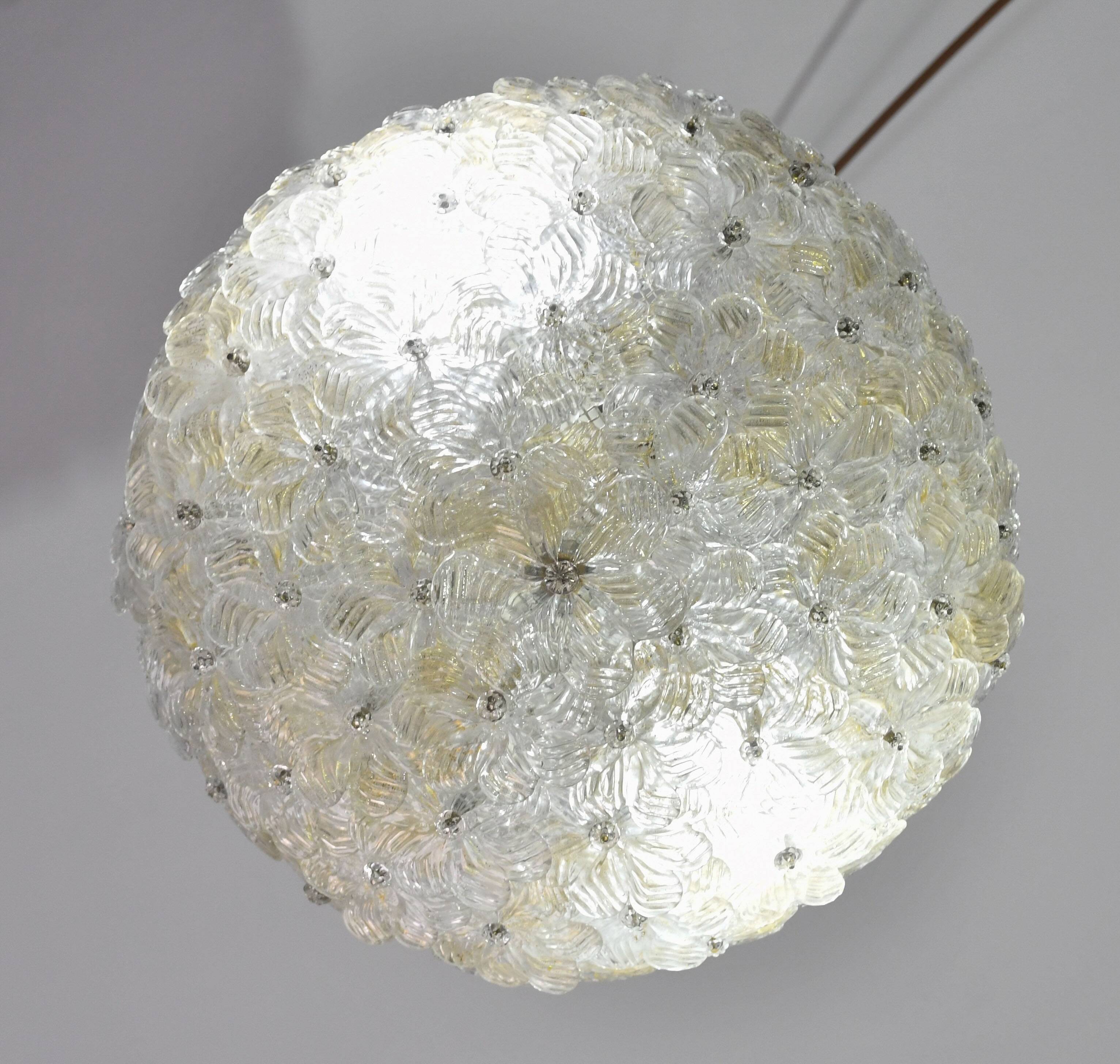 Murano Gold Ceiling Light Flower by Seguso for Venini, Italy, 1960s
