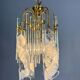Murano glass cascade chandelier – twisted prisms & tubes, brass frame, Italy 1970s