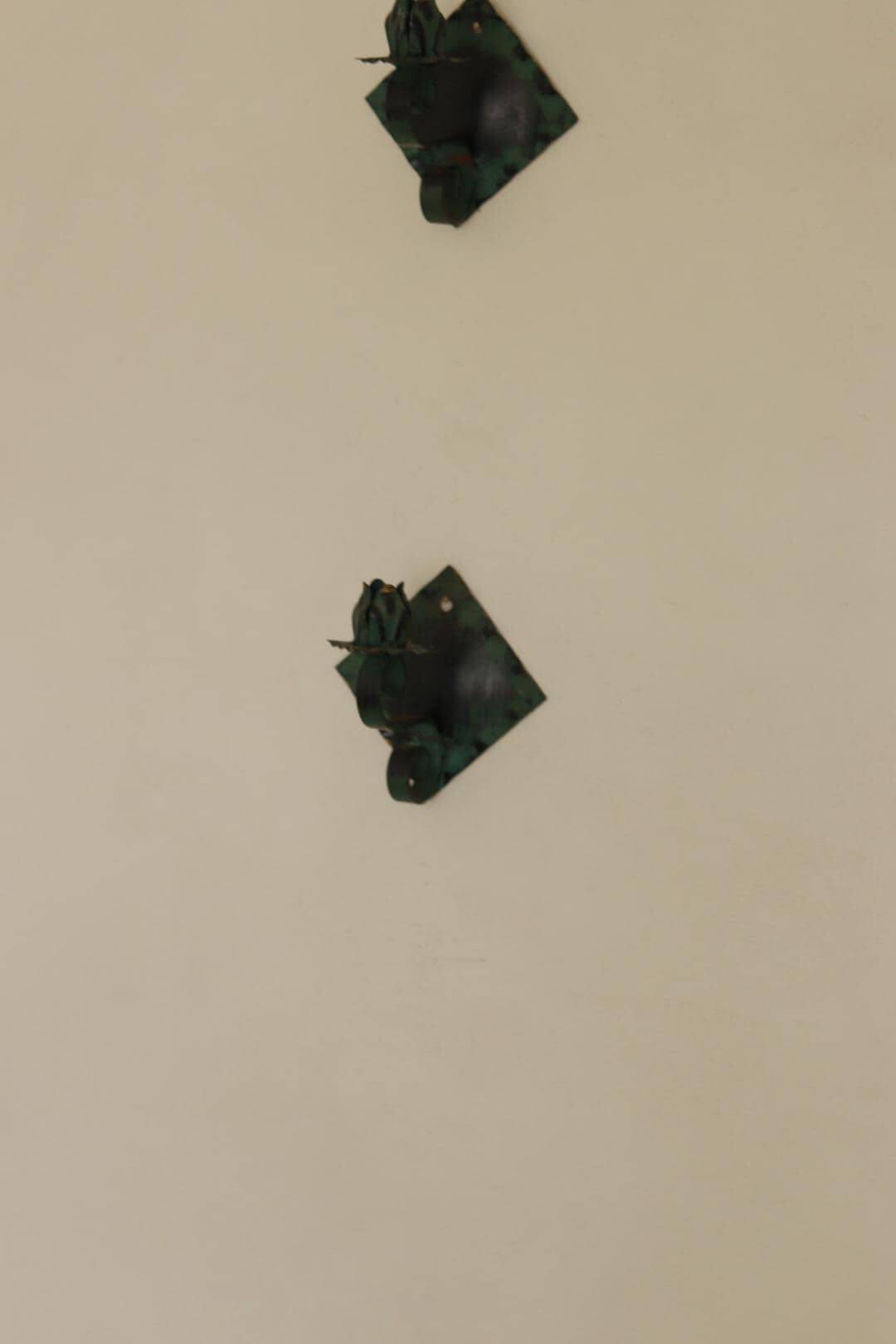 Vintage Swedish Wall Sconces in Patinated Greenish Brass